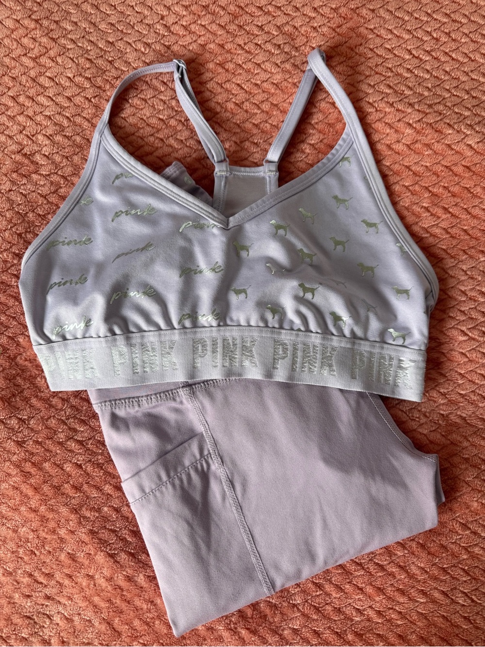 PINK Lilac Purple workout set size small